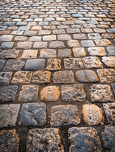 城市街道老德国路面石头纹理的铺路石
