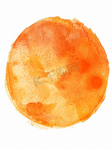 水彩油漆摄影照片_橙色手绘水彩圆形框架纹理与污渍