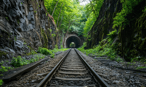 大自然奇迹真正的爱情隧道绿树和铁路乌克兰