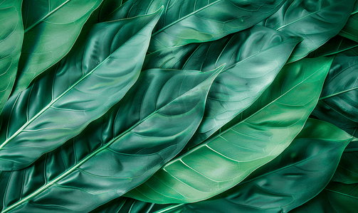 热带绿叶的纹理细节宏观抽象自然背景热带叶纹理背景绿色特写叶结构