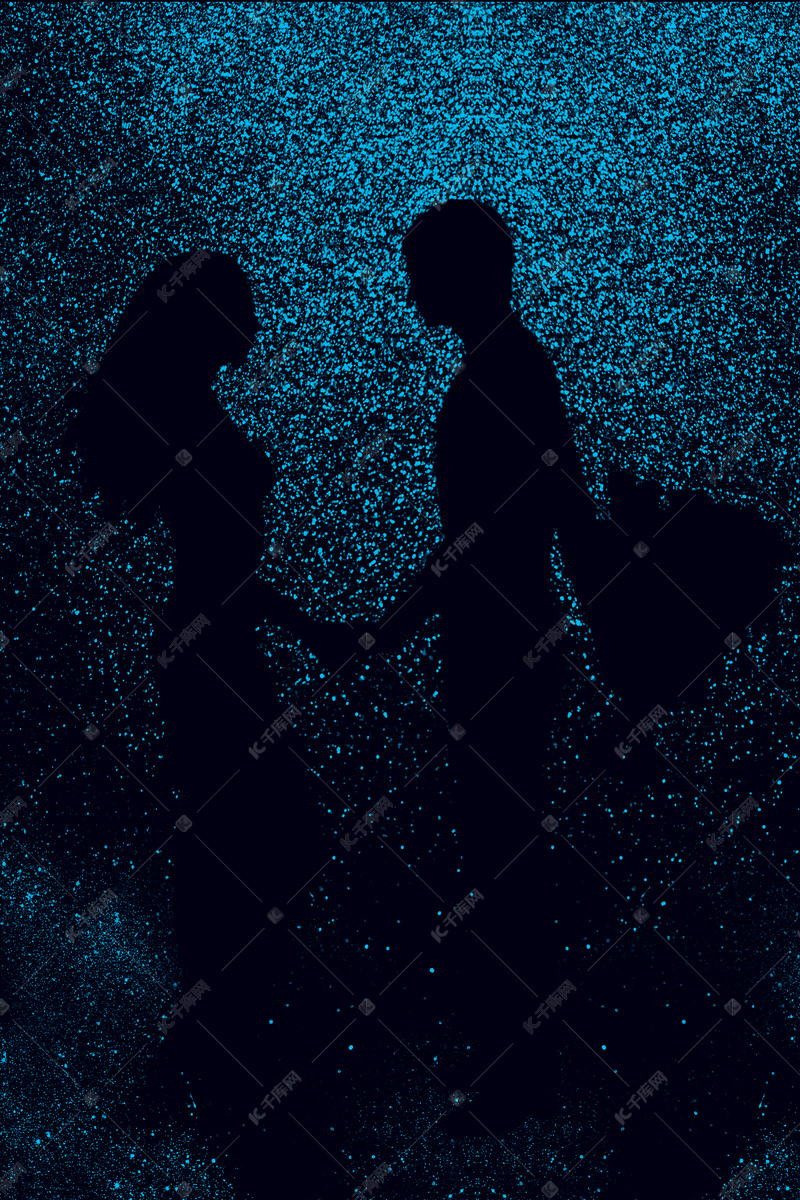 情侣星空剪影背景图