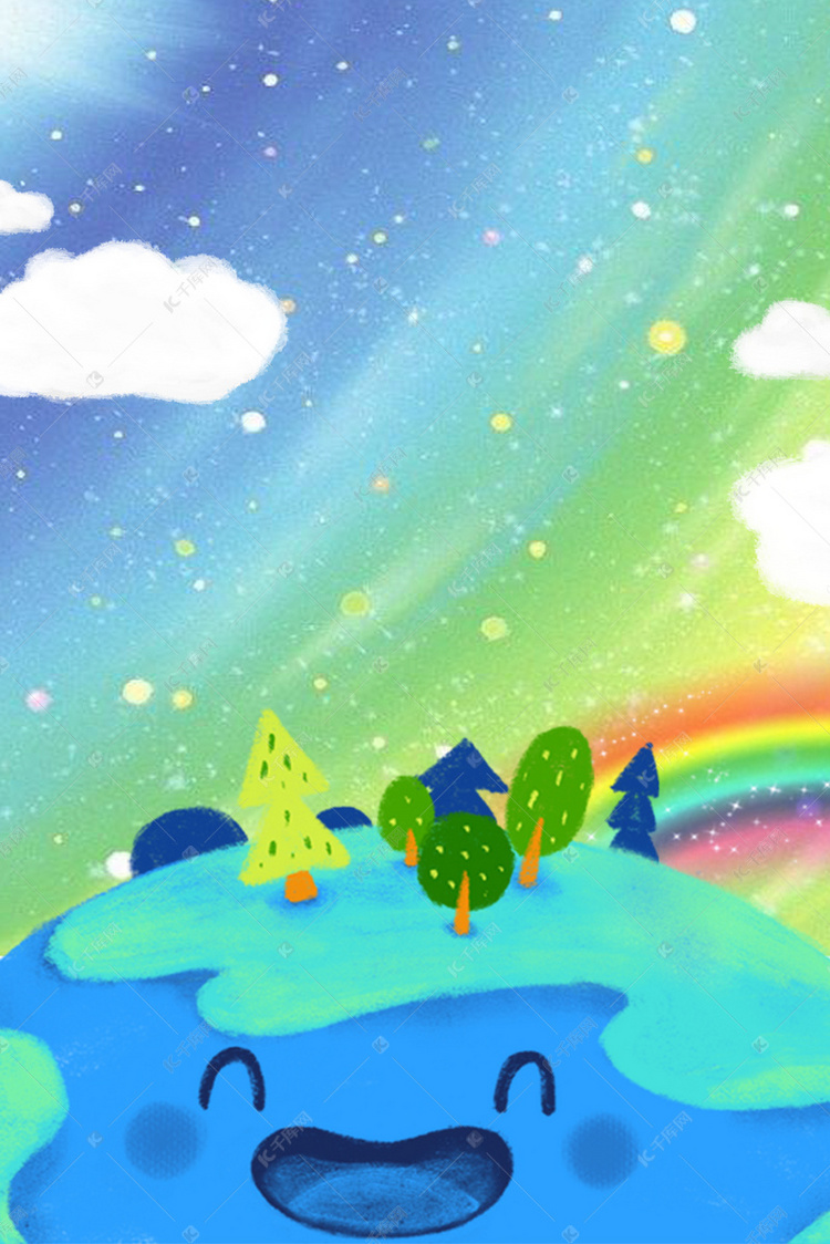 世界地球日保护环境卡通广告背景