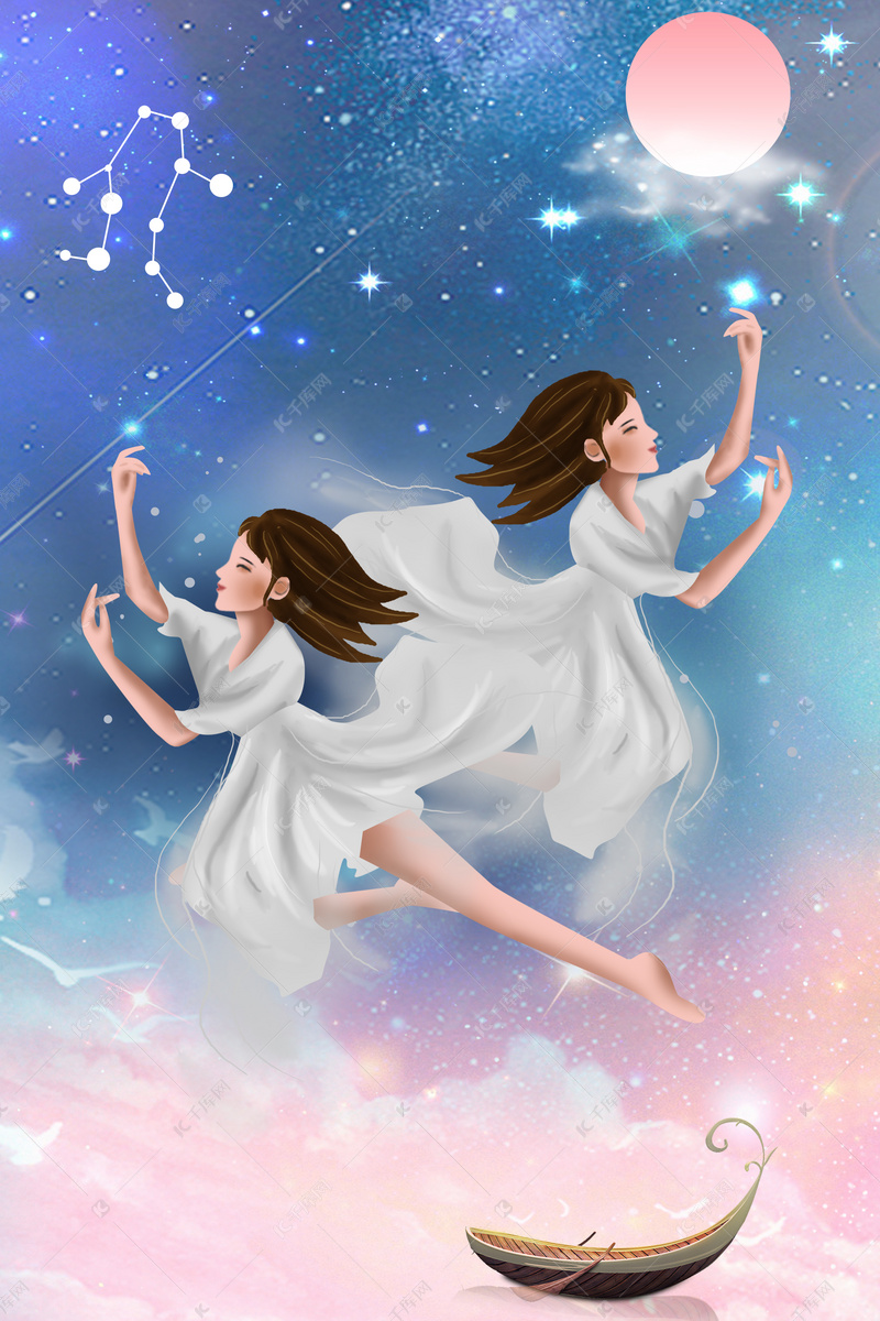 双子座的一个海报背景图片免费下载-千库网