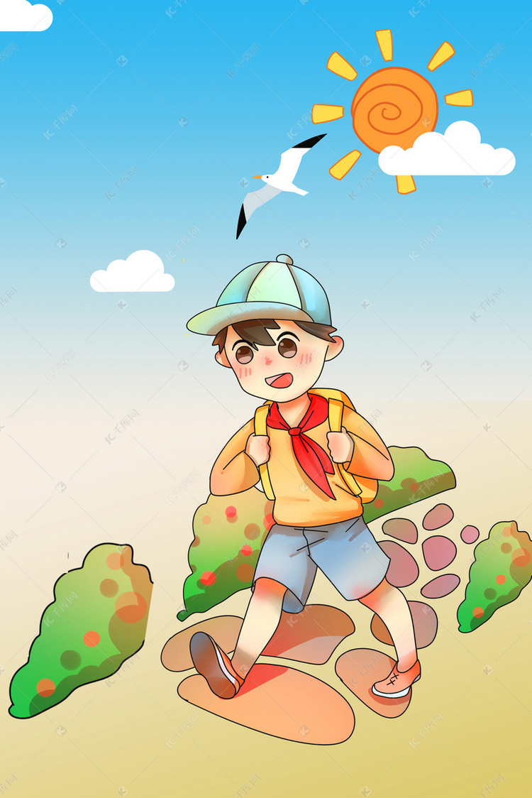 彩色可爱上学背景图片免费下载-千库网