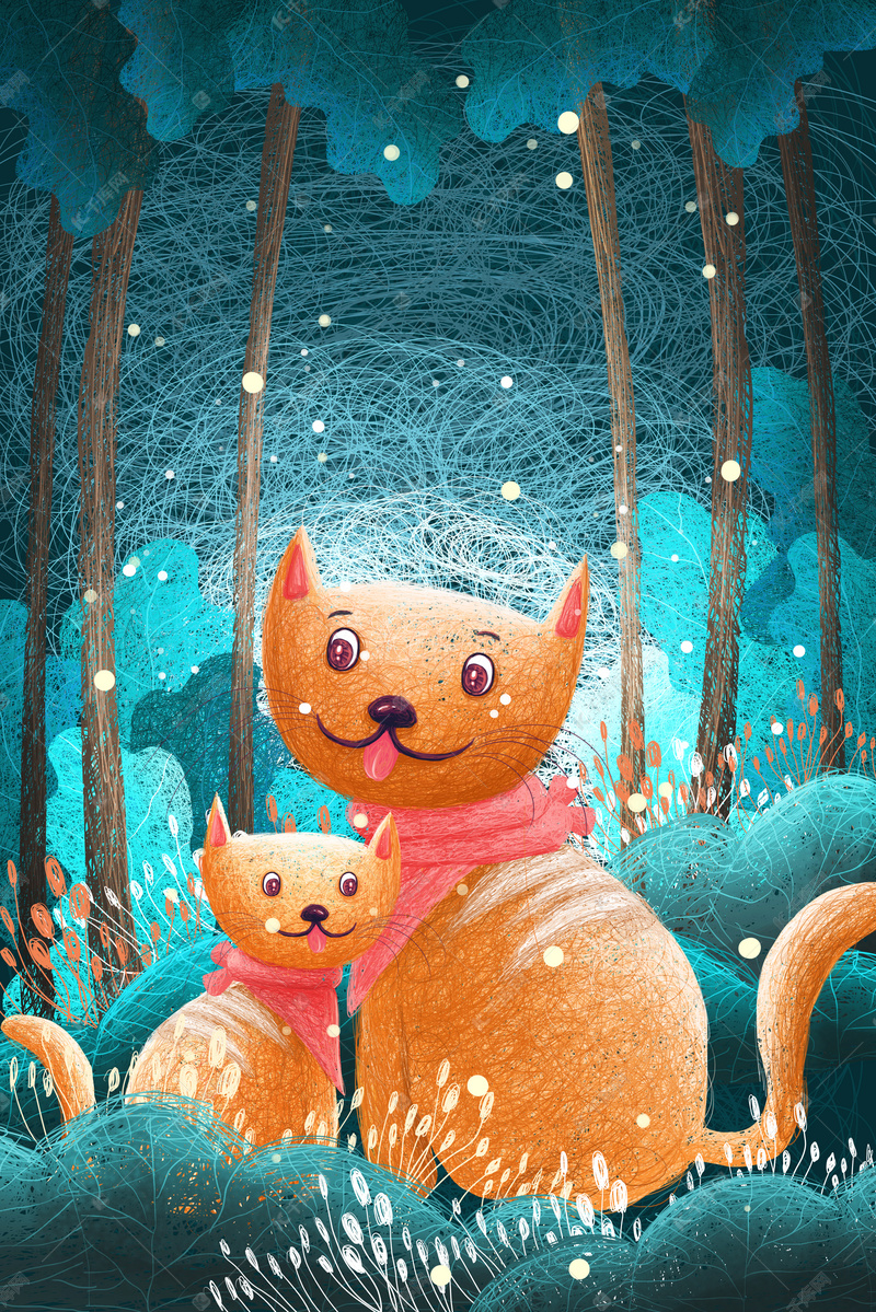 一对可爱的卡通小狗免抠图背景图片免费下载-千库网