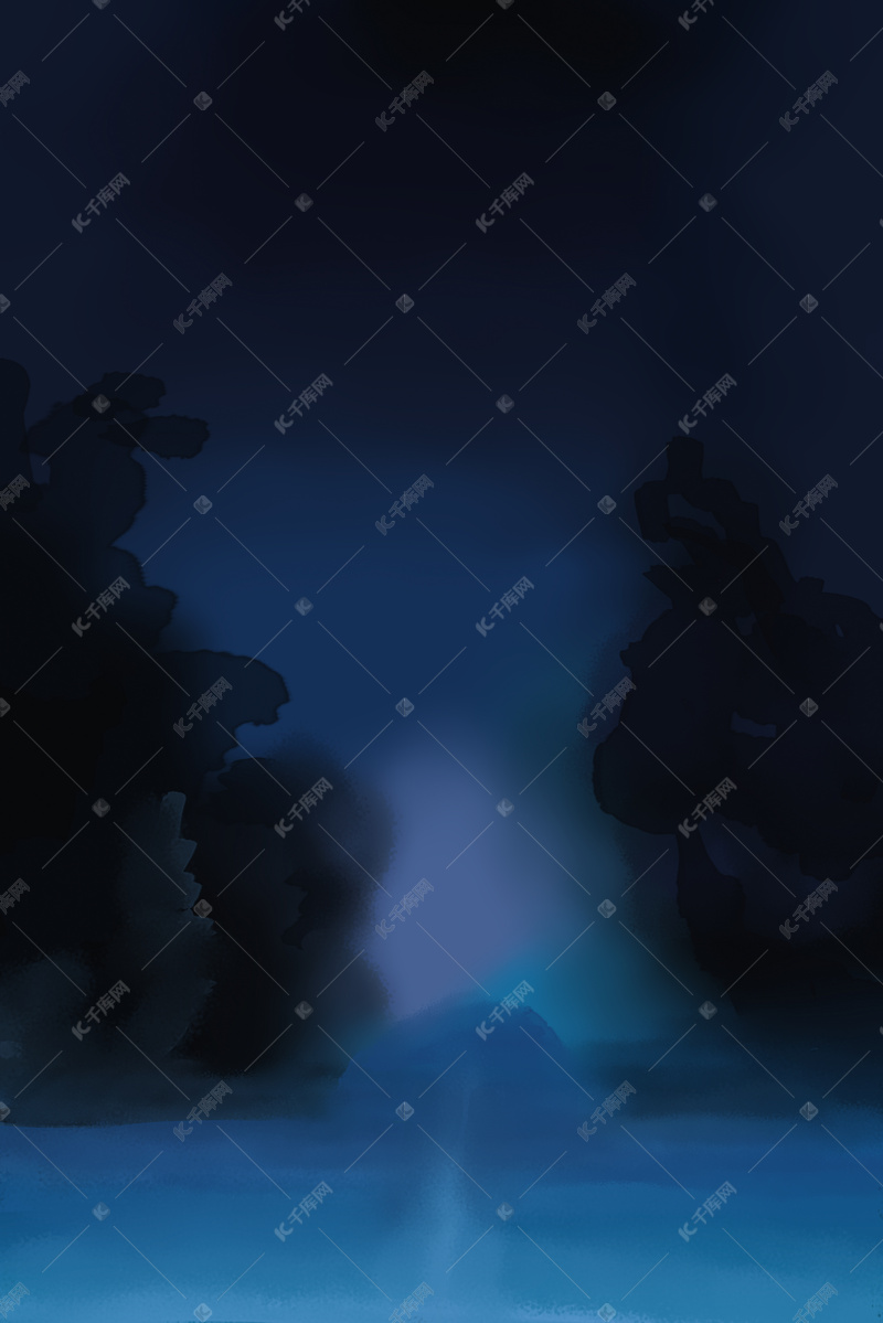 冷色调蓝色凄美背景海报