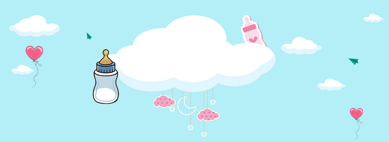 宝宝奶瓶促销简约卡通蓝色banner背景图片免费下载-千库网