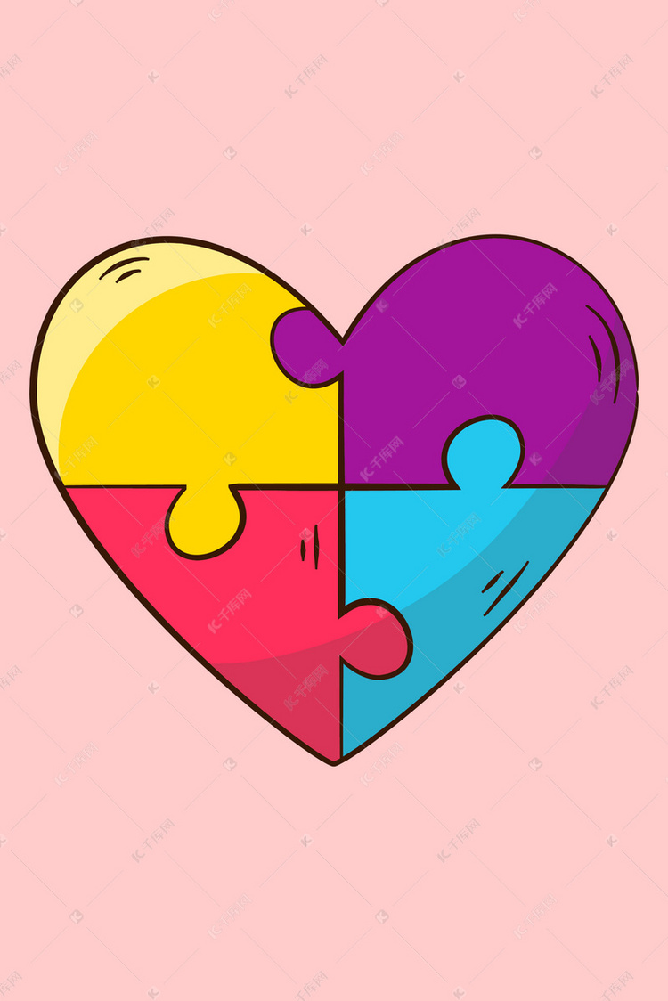 矢量卡通创意心形拼贴背景素材