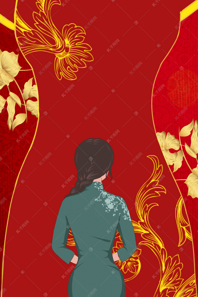 旗袍文化画报背景