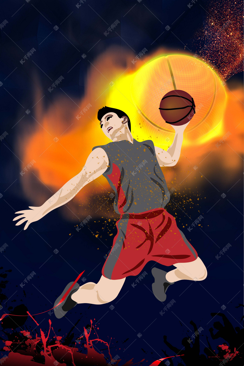 手绘大气nba球赛海报背景素材