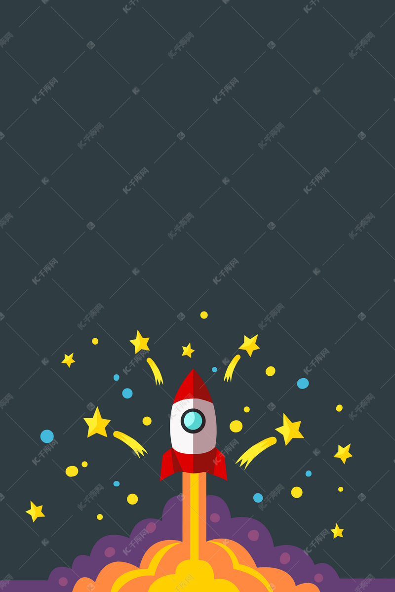 深色扁平火箭升空背景图背景图片免费下载 海报banner Psd 千库网 图片编号