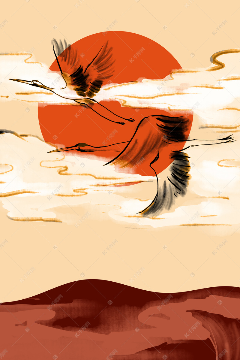 简约中国风神话文艺背景海报