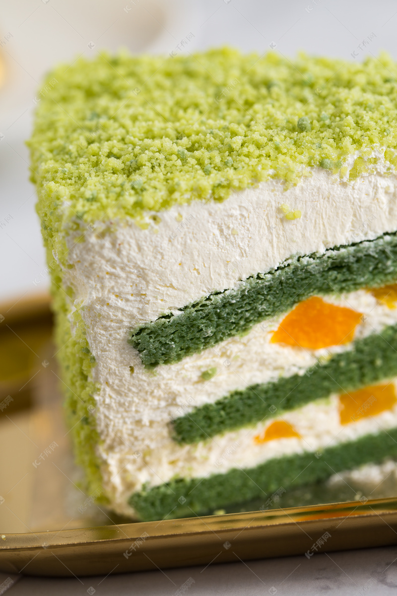 抹茶奶油夹心蛋糕摄影图7