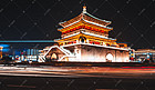 西安钟楼夜景摄影图