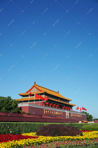 蓝天下北京天安门摄影图
