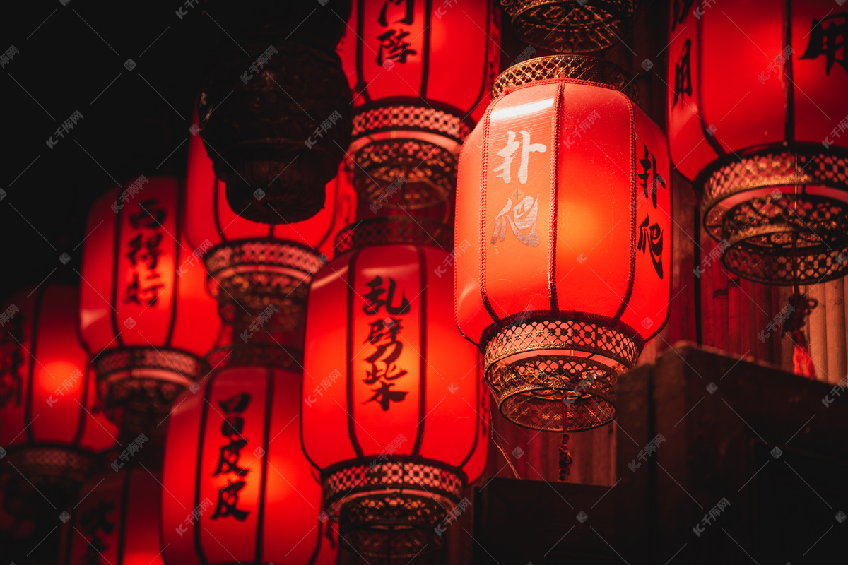 中国灯笼，灯笼，春节，夜晚高清摄影大图-千库网