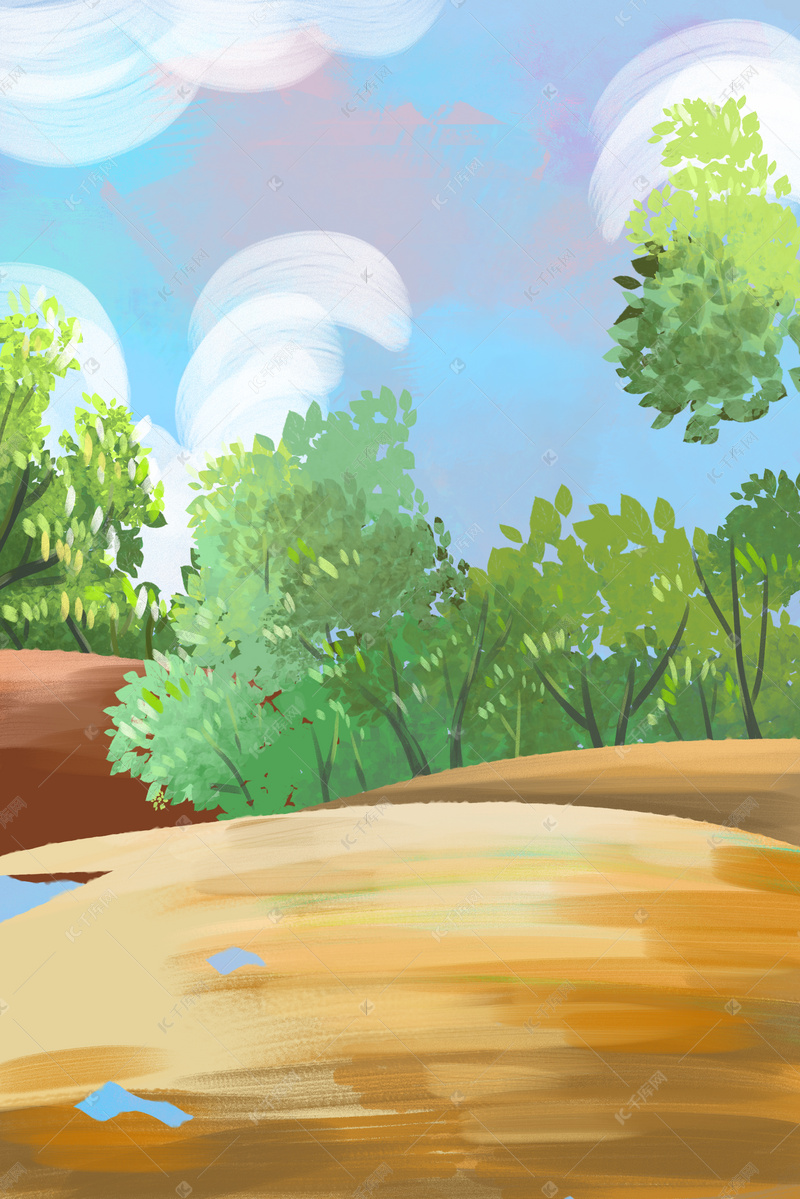 自然春天风景春分景色树木土地背景图背景图片免费下载 海报banner Psd 千库网 图片编号