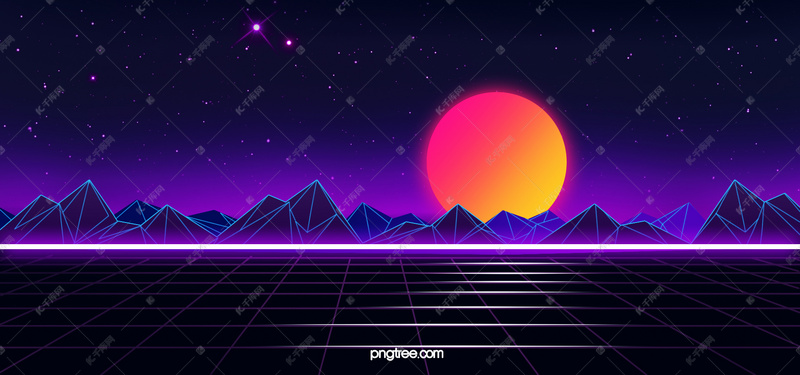 霓虹色落日创意质感背景