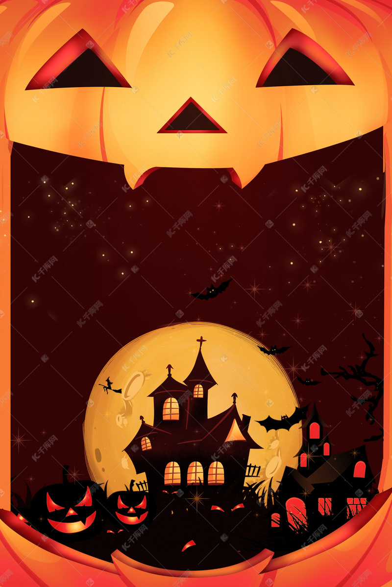 创意南瓜头万圣节背景图片免费下载-千库网