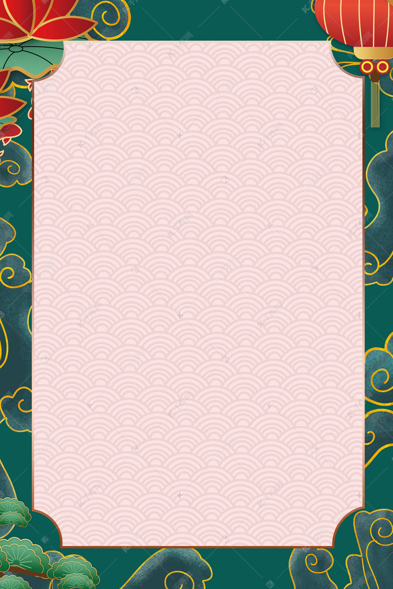 节目单祥云绿色中国风背景图片免费下载-千库网
