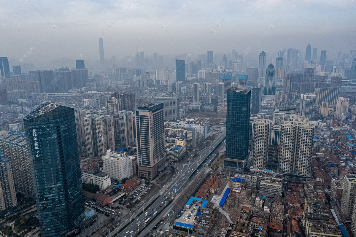 武汉城市建筑群白天建筑群南湖航拍摄影图配图高清摄影大图-千库网