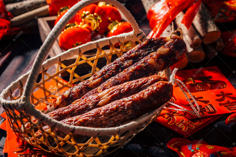 腊肉春节美食中式传统腊制品摄影图配图