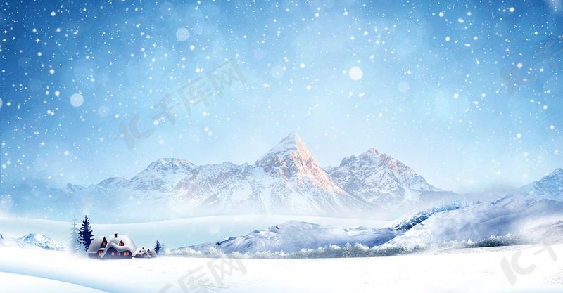 创意合成唯美雪景背景图片免费下载 海报banner Psd 千库网 图片编号