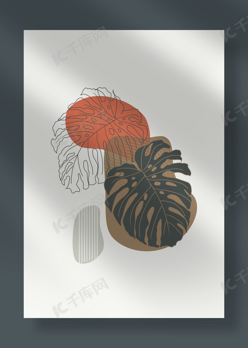 黑色抽象几何植物line Draw背景图片免费下载 海报banner Psd 千库网 图片编号
