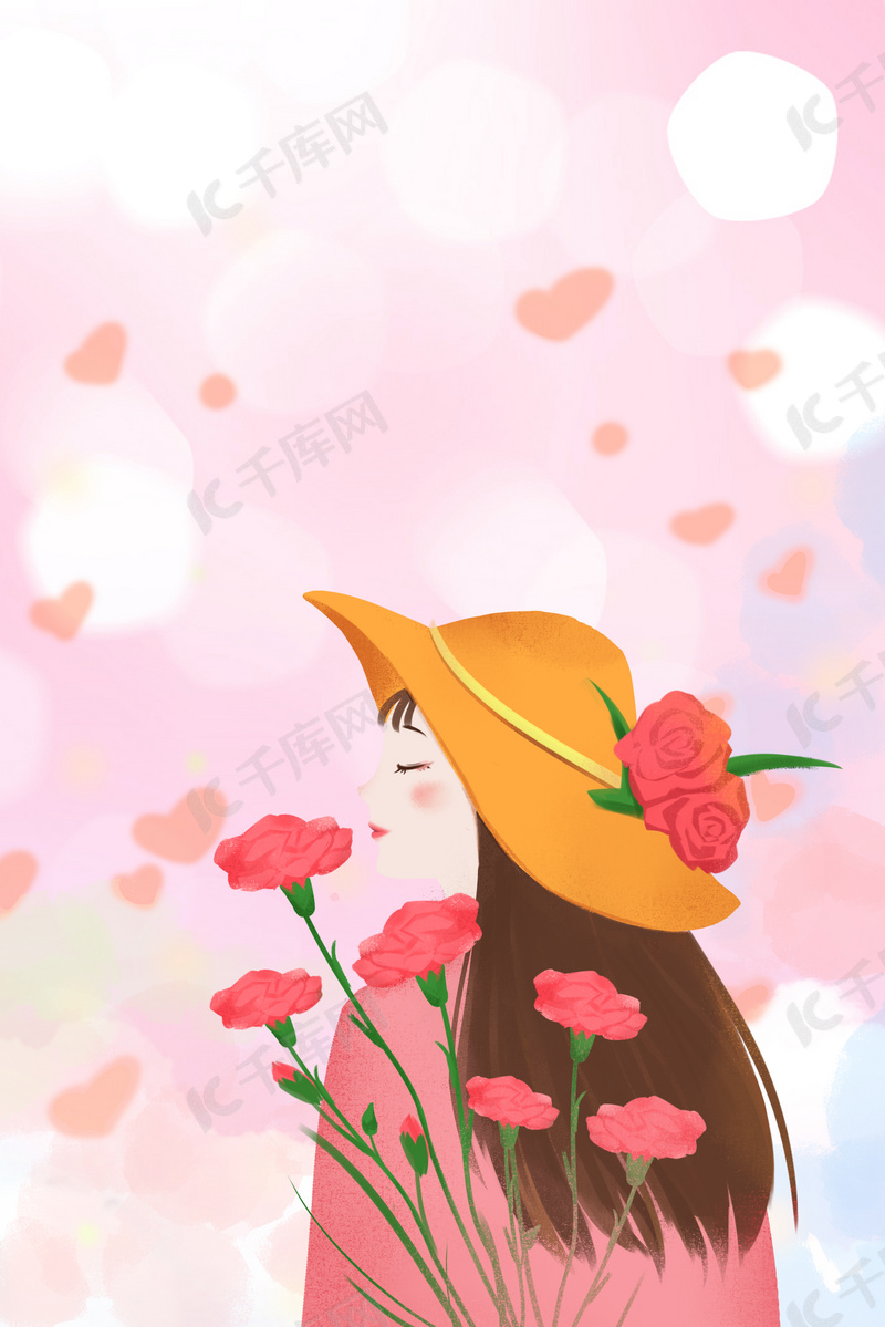 你好五月花丛中的女孩背景图片背景图片免费下载 海报banner Psd 千库网 图片编号