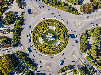 云南城市交通转盘航拍摄影图配图