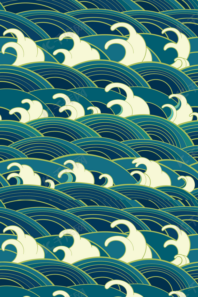 国潮水波浪底纹高清背景图片免费下载-千库网