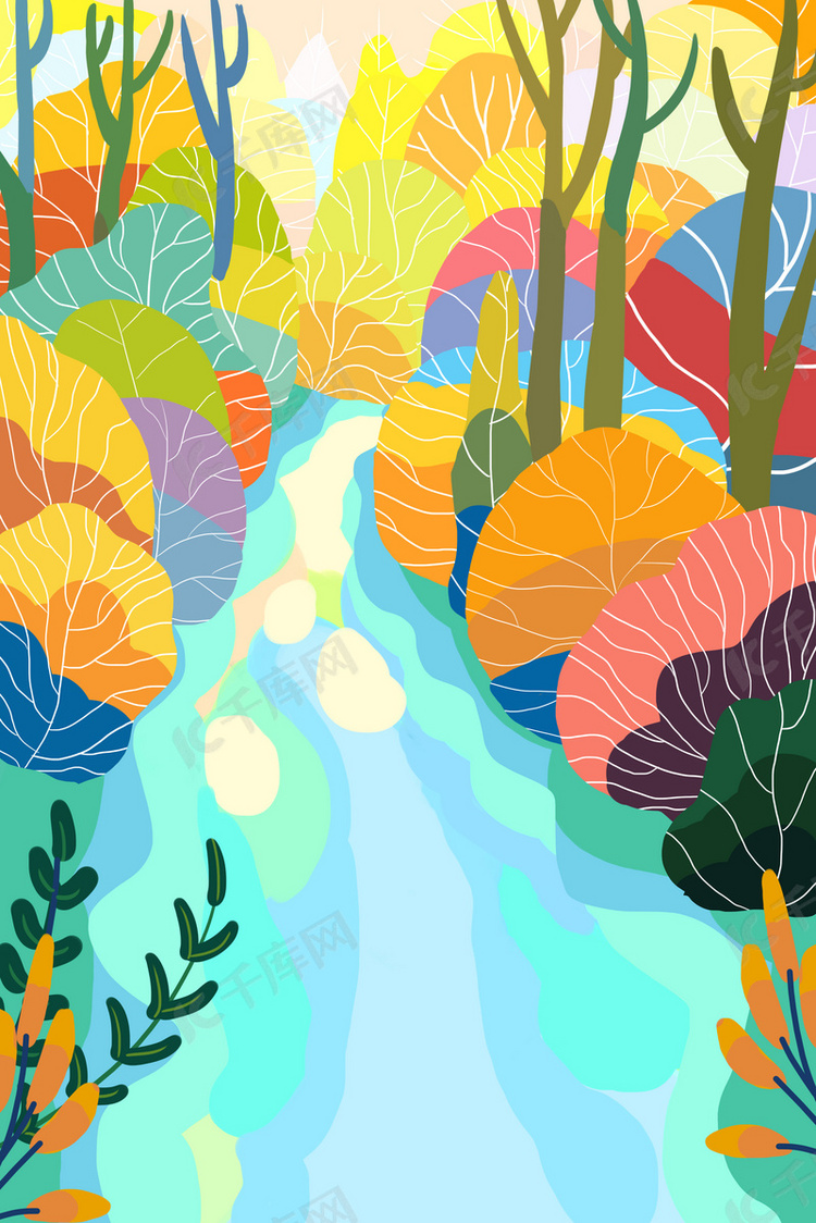 手绘唯美立秋插画背景图片免费下载-千库网