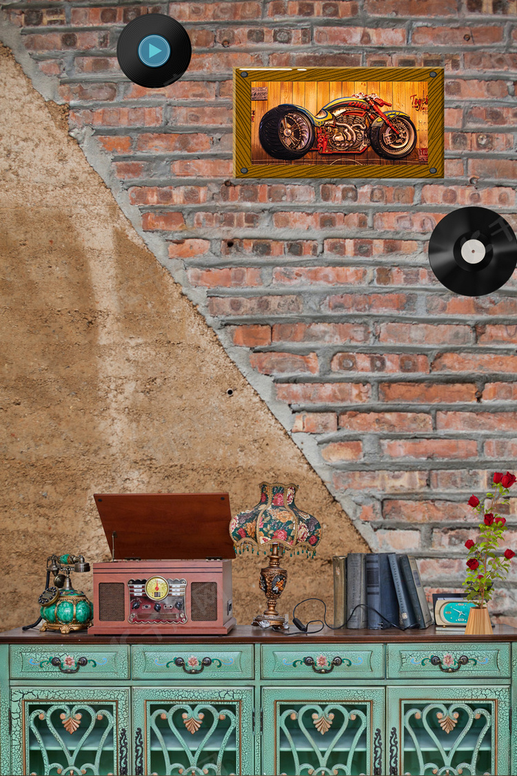 90年代时光回忆斑驳砖墙背景