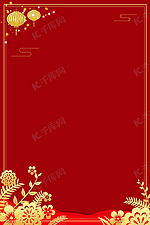 中国红烫金花纹边框电商淘宝背景Ｈ5