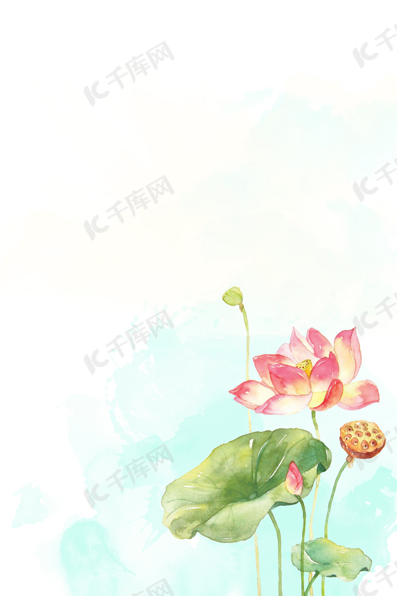 水墨彩绘淡雅荷塘初夏海报背景素材背景图片免费下载 海报banner Psd 千库网 图片编号