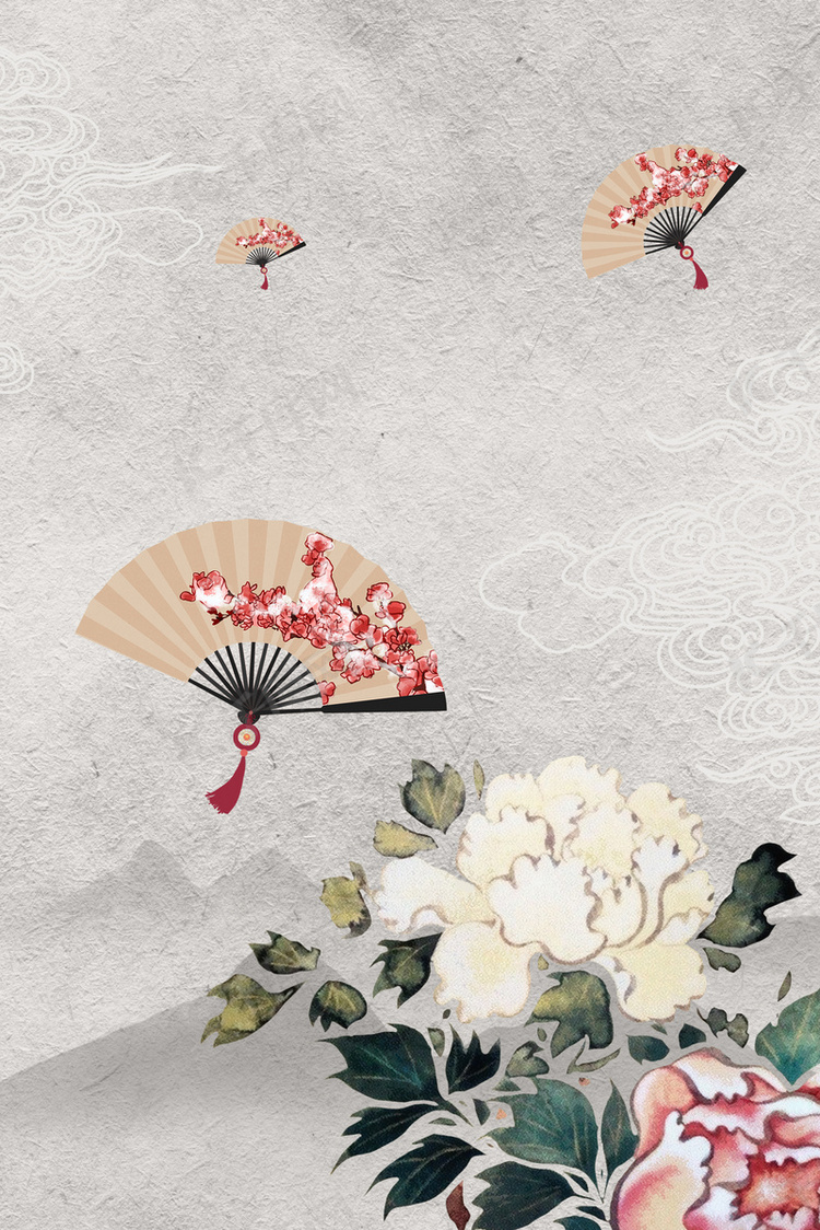 简约中国风工笔画古典花纹背景