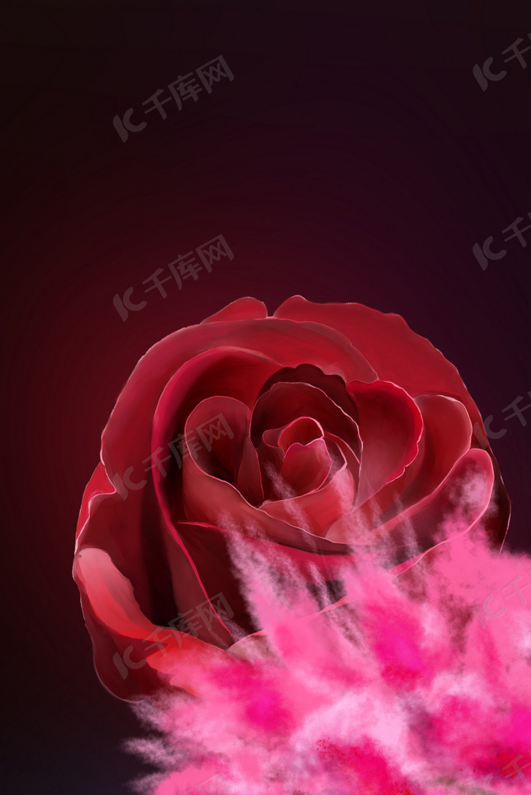 红色玫瑰烟雾背景素材
