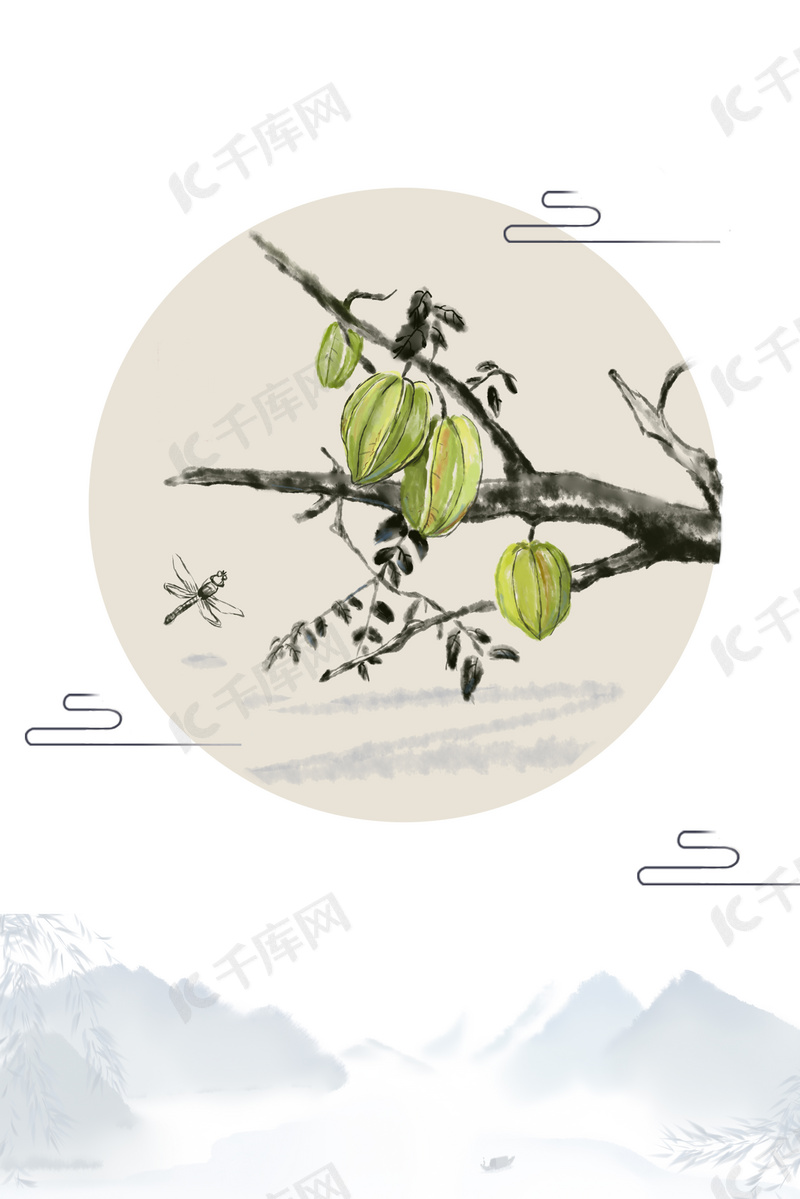 七月杨桃古风背景素材背景图片免费下载 海报banner Psd 千库网 图片编号