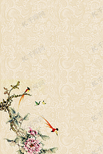 中式古典工笔画风格花鸟画海报背景