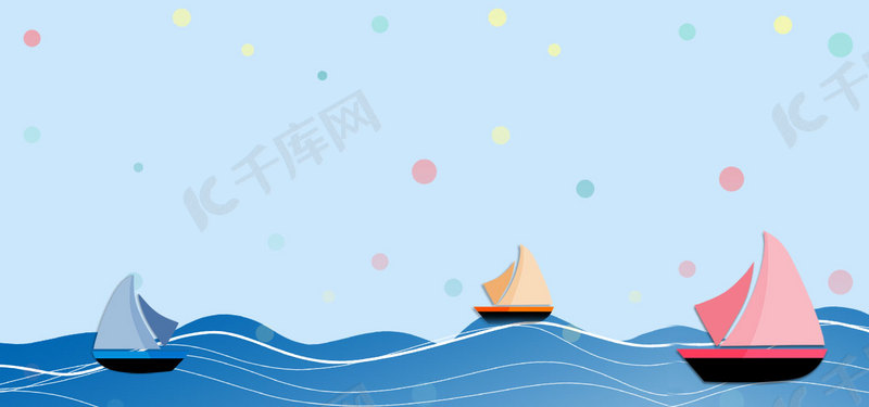 夏日清新蓝色海洋卡通促销背景图片免费下载 海报banner Psd 千库网 图片编号