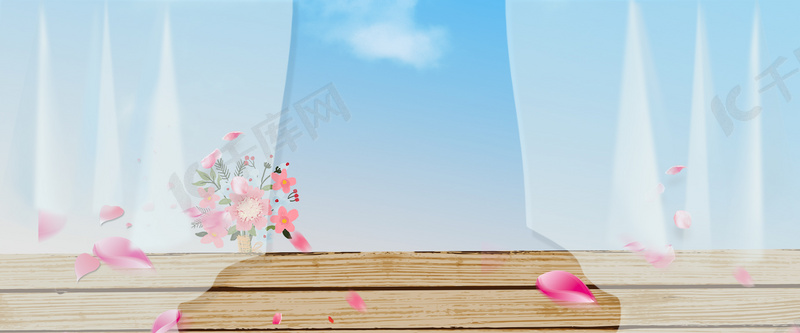 初夏美妆景色梦幻小清新粉色背景图片免费下载 海报banner Psd 千库网 图片编号