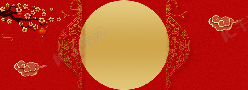中式婚礼奢华中国风黄色banner背景