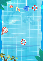 夏日泳池水上派对旅游海报