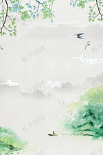 清明水墨中国风湖水背景图