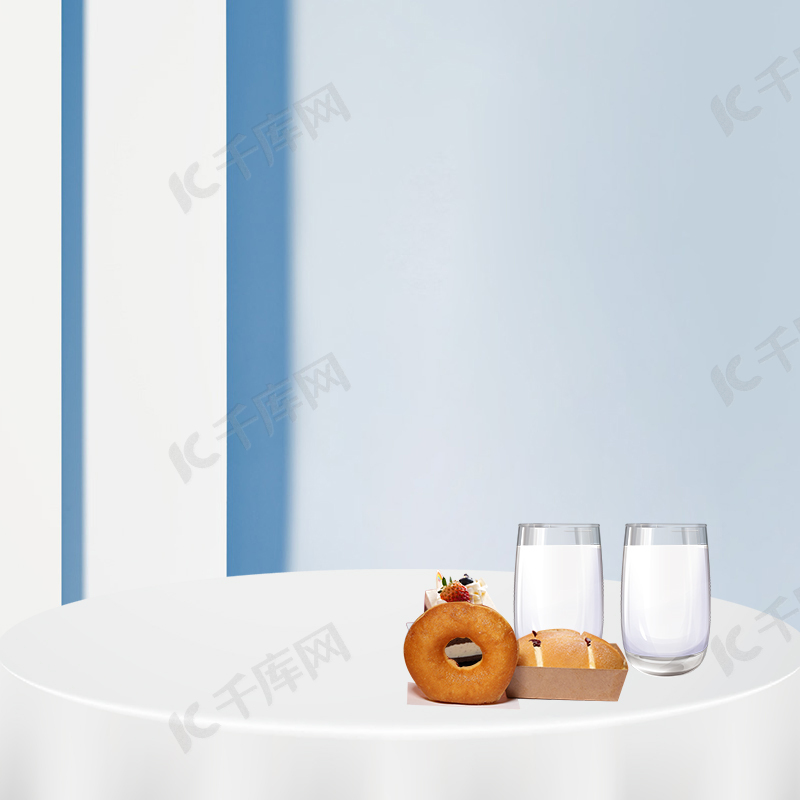 蓝色格子桌布早餐机背景素材背景图片免费下载 海报banner Psd 千库网 图片编号
