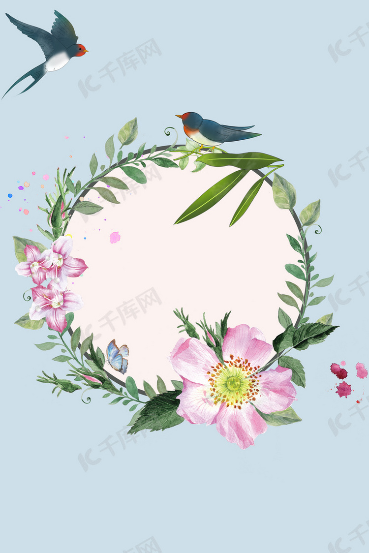 浪漫玫瑰底纹花边夏季新品海报背景素材