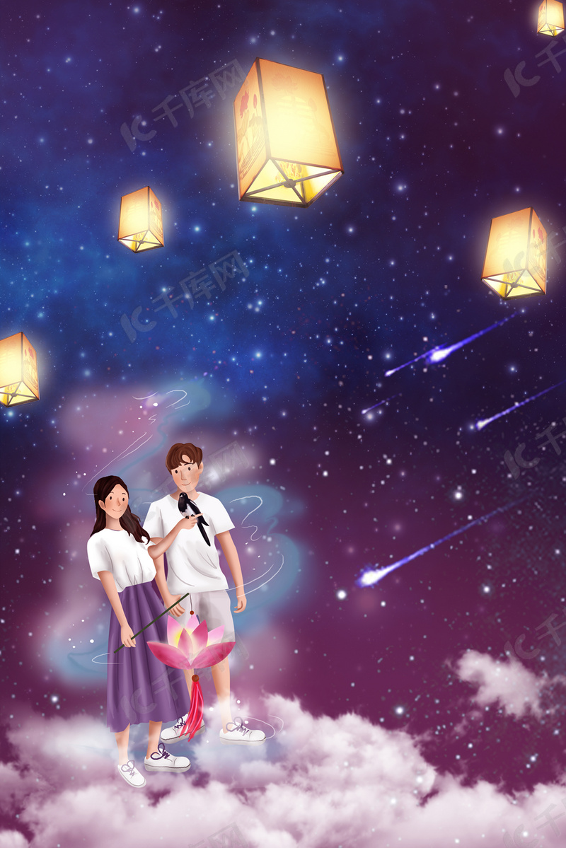 创意合成七夕背景图片免费下载 海报banner Psd 千库网 图片编号