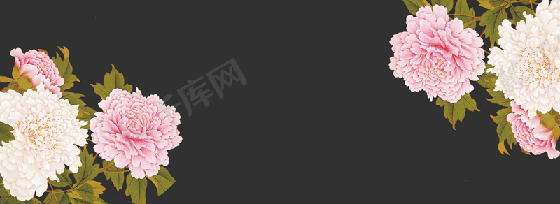 彩色牡丹花青灰色背景素材背景图片免费下载 海报banner Psd 千库网 图片编号