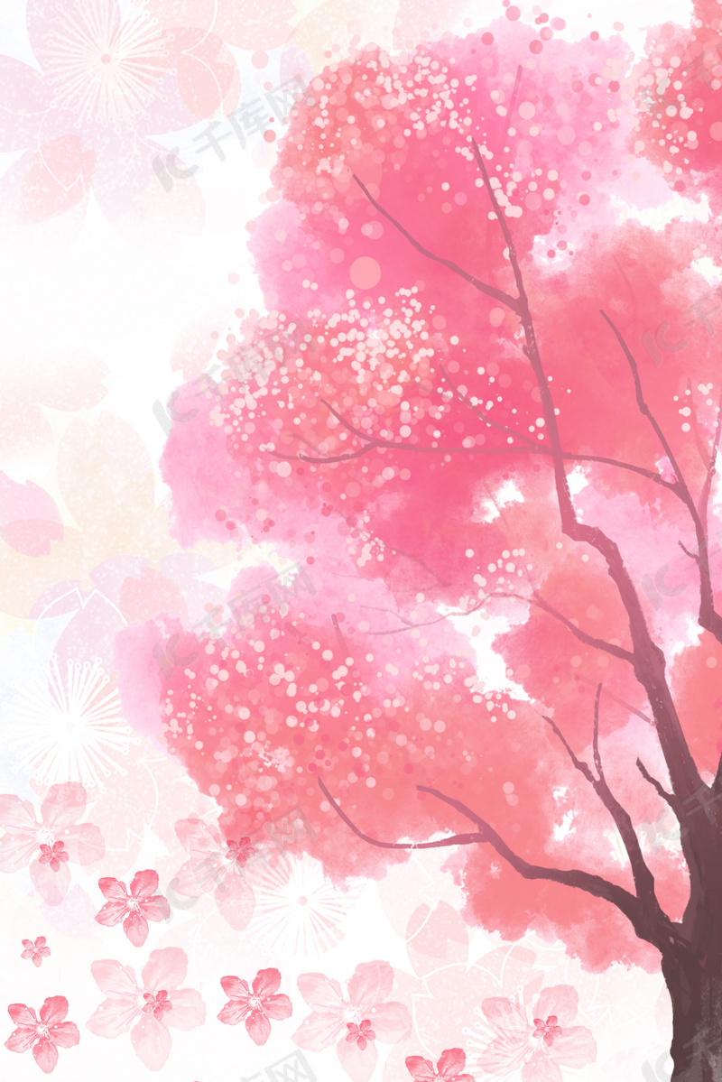 春夏秋冬手绘唯美风景背景图片免费下载 海报banner Psd 千库网 图片编号