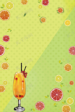 小清新清凉夏日鲜榨水果茶海报背景素材